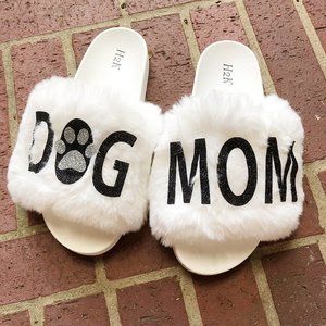 DOG MOM furry slippers